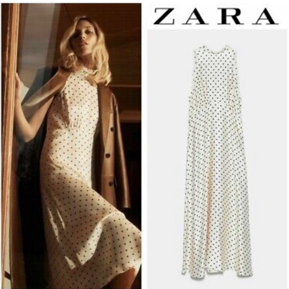 Zara polka dot satin dress